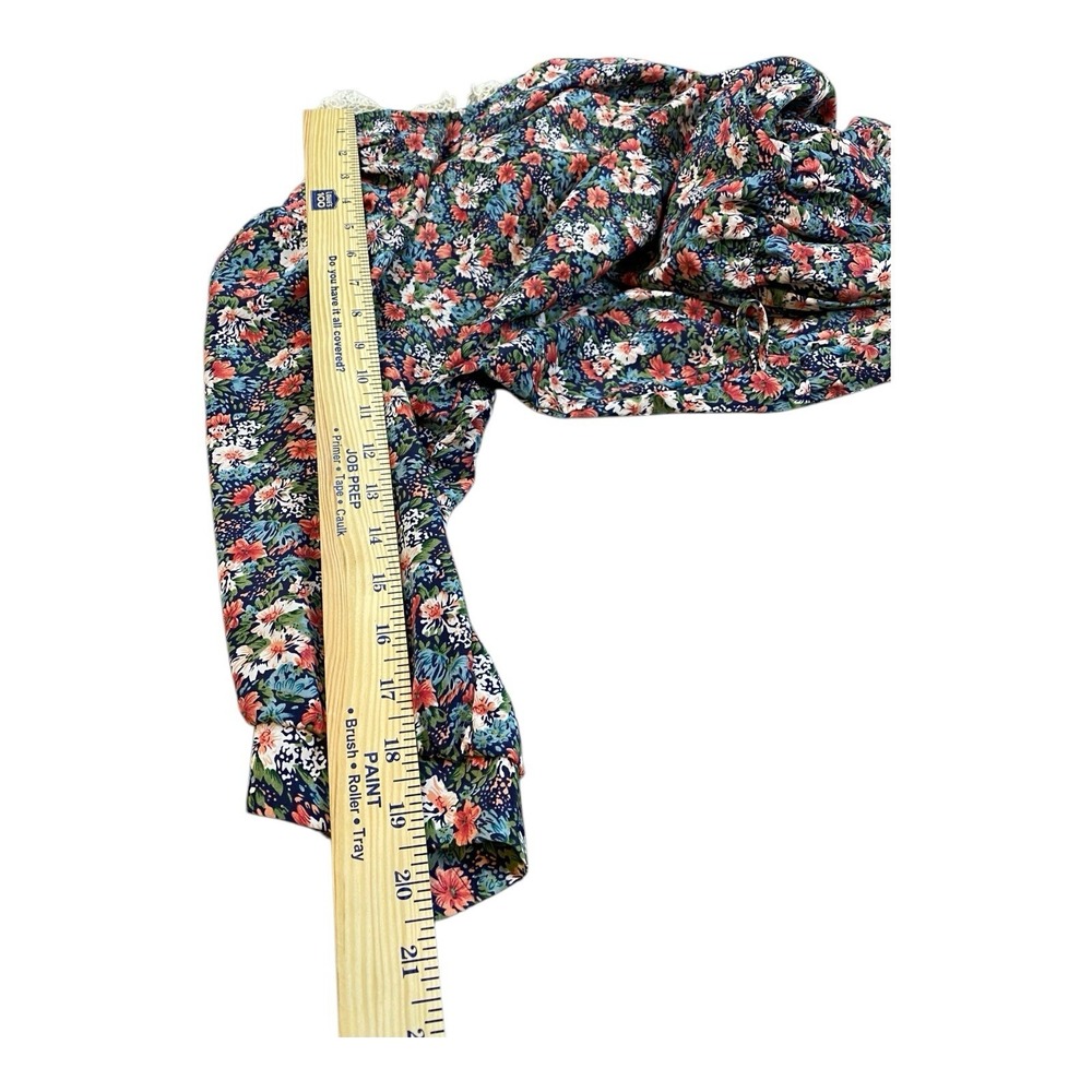 VTG Floral Dress 16 Lace Collar‎ Belt Cottagecore Coquette 80s 90s Pleated - Picture 6 of 8